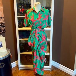 Tie-Waist Button Front Maxi Dress